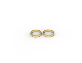 3D rendering of two rings isolated in white background.