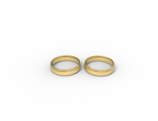 3D rendering of two rings isolated in white background.