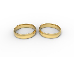 3D rendering of two rings isolated in white background.