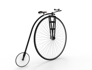 Fototapeta na wymiar 3D rendering of a vintage velocipede isolated on white background
