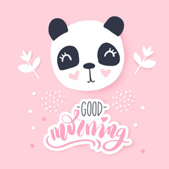 Cute panda vector illustration. Funny Cartoon animal character.