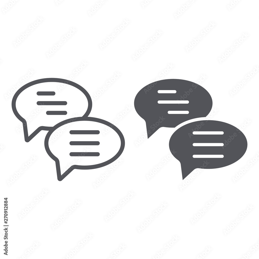 Poster chat line and glyph icon, message and communication, speech bubbles sign, vector graphics, a linear 