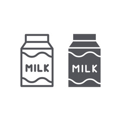 Milk line and glyph icon, drink and food, milk pack sign, vector graphics, a linear pattern on a white background.