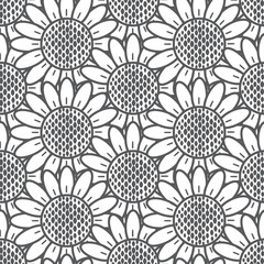 sunflower pattern seamless, gray vector illustration - 270913213