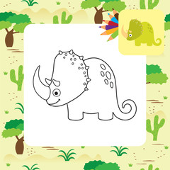 Cute cartoon dino coloring page