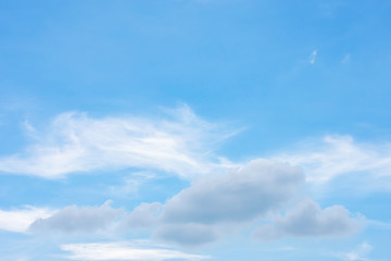 The beauty of the sky with clouds and the sun in summer.