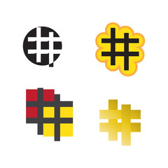 Hashtag Design Logo Template Elements