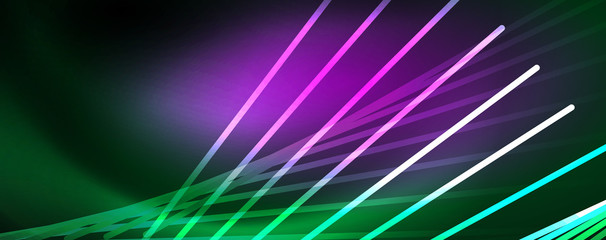 Vector neon light lines concept, abstract background