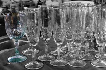 transparent glass wine glasses long champagne celebration pattern background