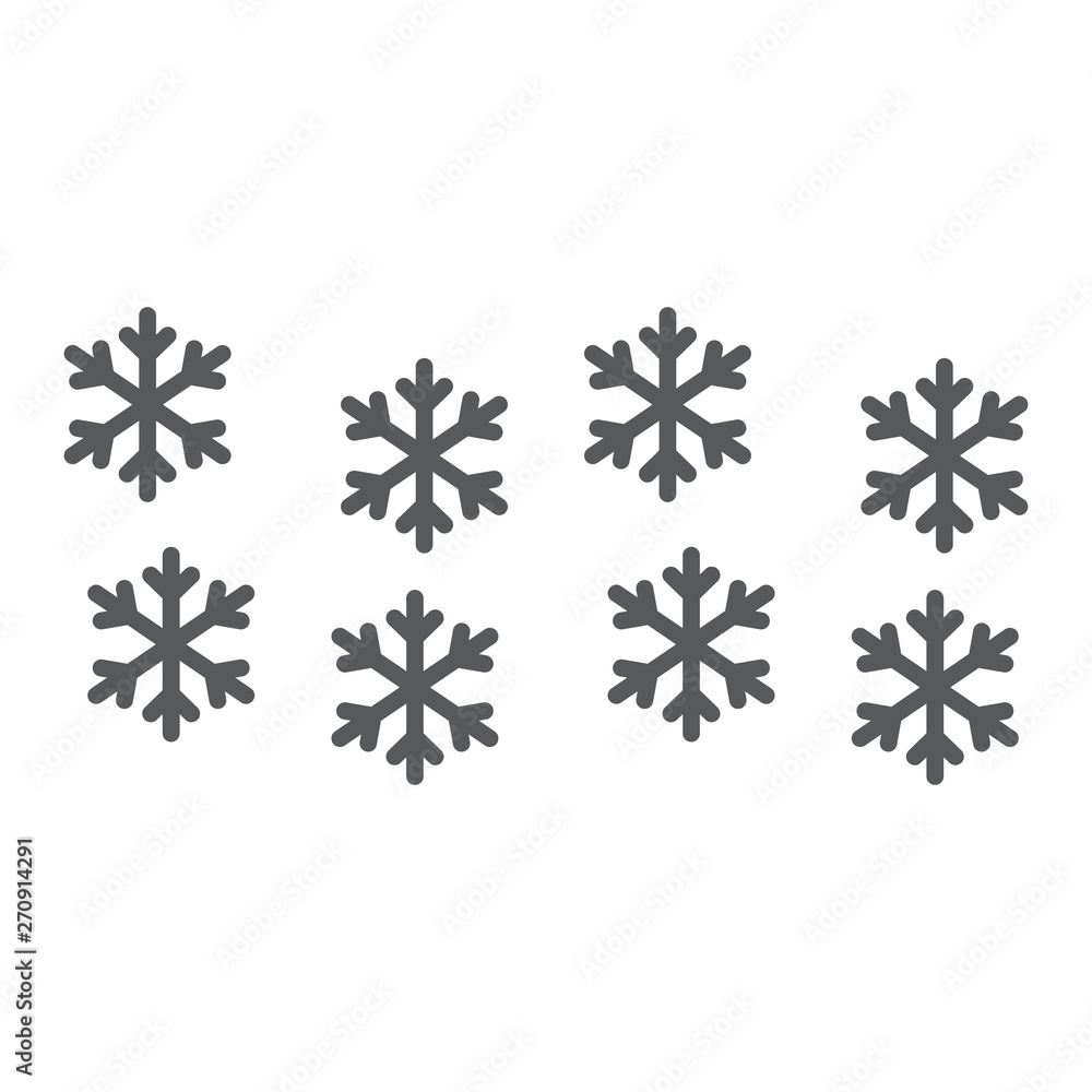 Poster snowflake line and glyph icon, winter and forecast, snow sign, vector graphics, a linear pattern on 