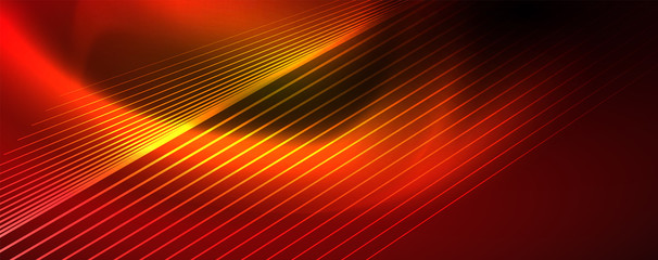 Shiny color neon light with lines, abstract wallpaper, shiny motion, magic space light. Techno abstract background © antishock