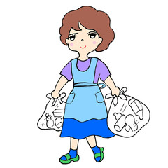 ゴミを捨てる女性