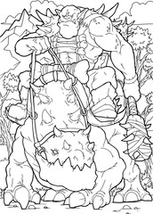 Fototapeta na wymiar Coloring page orc, vector illustration, A4