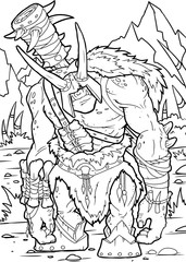 Coloring page orc, eps10 vector illustration, A4