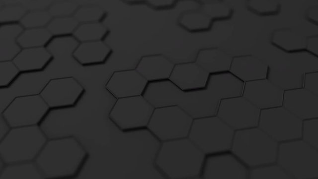 Abstract animation of futuristic surface with hexagons, 3d render, background design, 4k seamless looped video