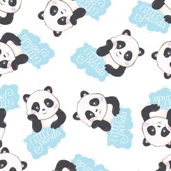 Obraz premium Cartoon Seamless Panda Pattern