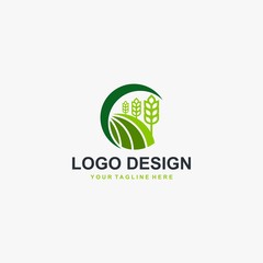 Grain natural plant logo design. Bakery logo design vector.