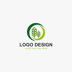 Grain natural plant logo design. Bakery logo design vector.