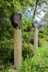 Apple statue in a garden