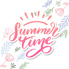 Summer time vector text lettering calligraphy letters black slogan Sales Holiday Flyer Banner Poster