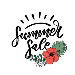 Vector word sale .Letters made of flowers and leaves Summer sale Holiday Flyer Banner Poster Summer sales