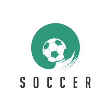 Picture of a soccer ball, with abstract circles rotating around it.