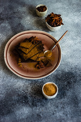 Culinary concept with different types of chocolate