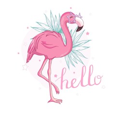 Flamingo bird illustration design on background - obrazy, fototapety, plakaty