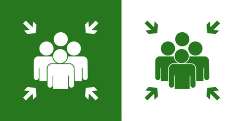 Icono plano punto de reunión en verde y blanco - obrazy, fototapety, plakaty