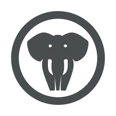 Icono plano silueta elefante en círculo color gris