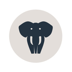 Icono plano silueta elefante en círculo color gris