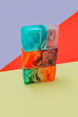 Pastel colors Natural Luxury. Marbleized effect on soap slices. Minimal abstract