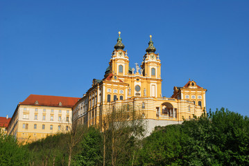 The Melk Abbey in the historical city center in Melk, Lower Austria, Austria
