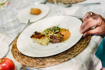 Main dish served in a wedding restaurant