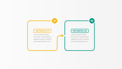 Business process step design template. Timeline infographic with 2 options, arrows. Vector thin line elements for presentation.