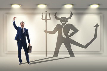 Devil hiding in the businessman - alter ego concept