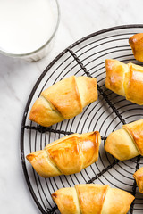Hot and crispy french croissants or rolls