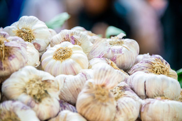Garlic at the market display stall
