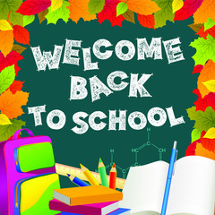 Back to school sign on the blackboard. Chalk letter effect. Study greeting announcement