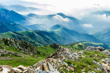 Morning hike in the Pyrenees Mountains (Catalonia, Spain).