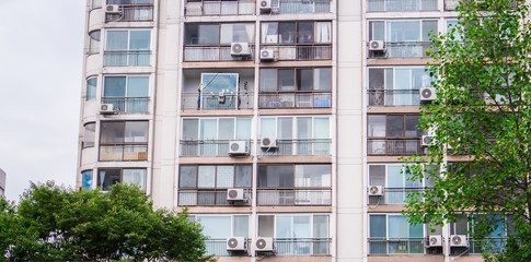 The image of old housing (apartment) in Downtown of Seoul, Korea.