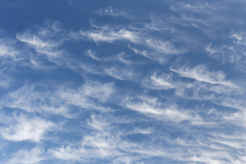 Beautiful cirrus clouds. Blue sky with beautiful clouds. Sky background