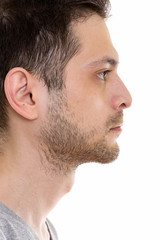 Obraz premium Close up profile view of face of young man 