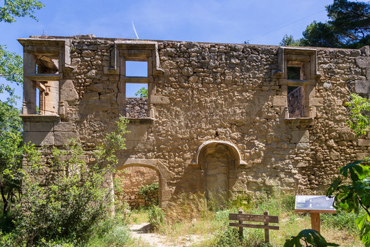Salon, France. 05-30-2019- Remains of the  Bailli de Suffren hunting lodge , at the Tallagard mountain near Salon de Provence France.