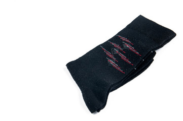 Black socks isolated on a white background.Copy space