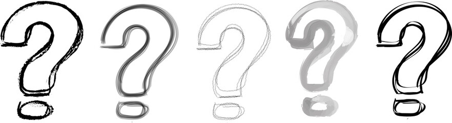 question marks icon set interrogation points hand drawing scribble sketches black on white background