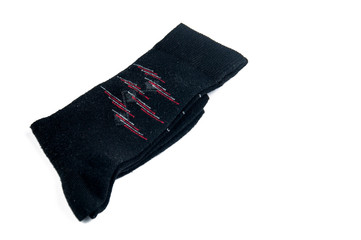Black socks isolated on a white background.Copy space