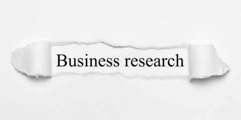 Business research on white torn paper