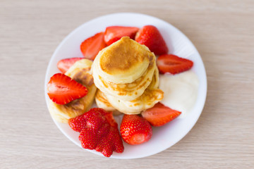 Food. Pancake with strawberries