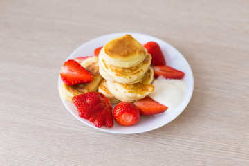 Food. Pancake with strawberries